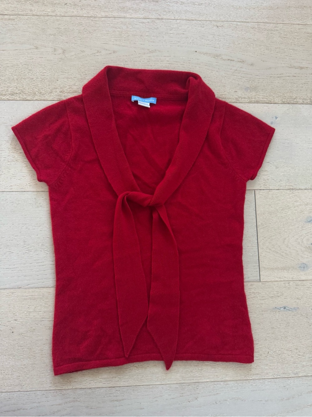 White + Warren 100% Cashmere Tie neck Red Sweater S